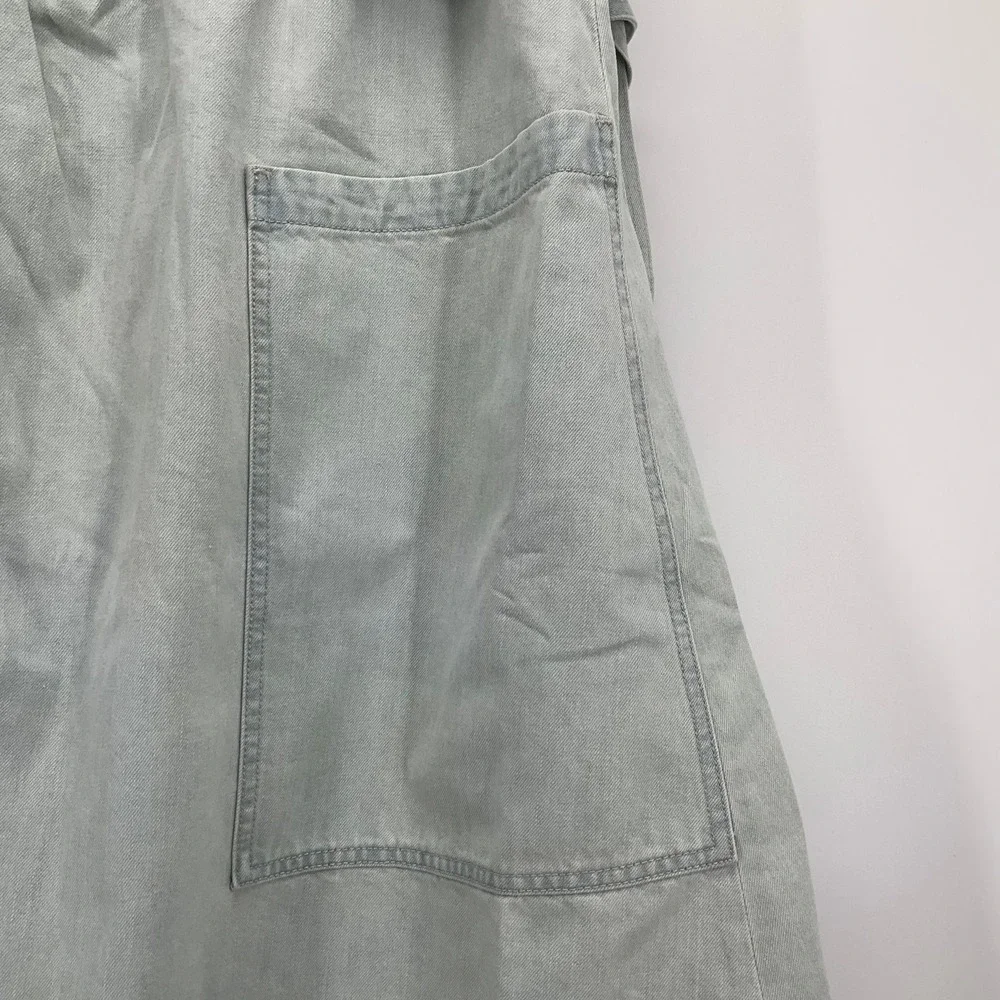 Rachel Antonoff Denim Maxi Skirt Sz 8 Foldover Tie Waist Y2K Pockets Cottagecore